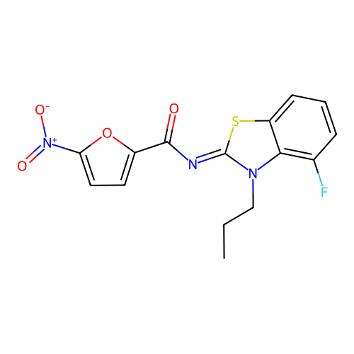 N-(4-fluoro-3-propyl-1,3-benzothiazol-2-ylidene)-5-nitrofuran-2-carboxamide structure