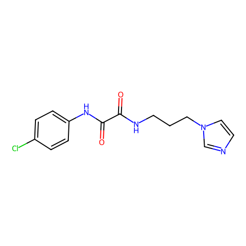 N'-(4-chlorophenyl)-N-(3-imidazol-1-ylpropyl)oxamide structure