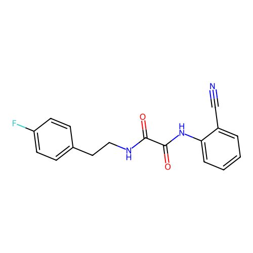 N1-(2-cyanophenyl)-N2-(4-fluorophenethyl)oxalamide structure