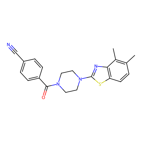 4-[4-(4,5-Dimethyl-1,3-benzothiazol-2-yl)piperazine-1-carbonyl]benzonitrile structure