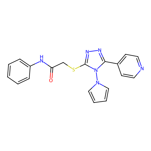 N-phenyl-2-{[5-(pyridin-4-yl)-4-(1H-pyrrol-1-yl)-4H-1,2,4-triazol-3-yl]sulfanyl}acetamide structure