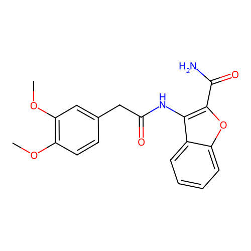 3-(2-(3,4-Dimethoxyphenyl)acetamido)benzofuran-2-carboxamide structure
