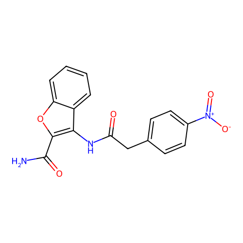 3-(2-(4-Nitrophenyl)acetamido)benzofuran-2-carboxamide structure