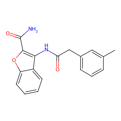 3-(2-(m-Tolyl)acetamido)benzofuran-2-carboxamide structure