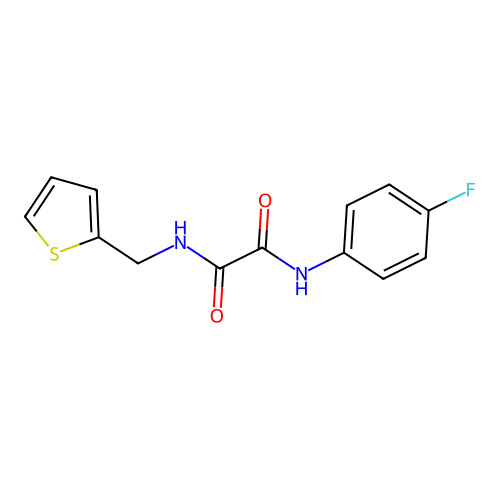 N1-(4-fluorophenyl)-N2-(thiophen-2-ylmethyl)oxalamide structure