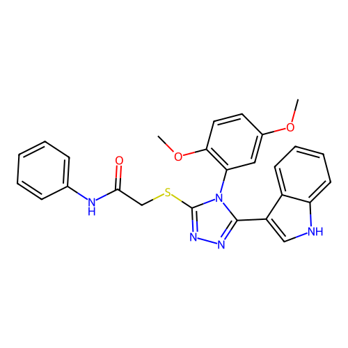 2-{[4-(2,5-dimethoxyphenyl)-5-(1H-indol-3-yl)-4H-1,2,4-triazol-3-yl]sulfanyl}-N-phenylacetamide structure