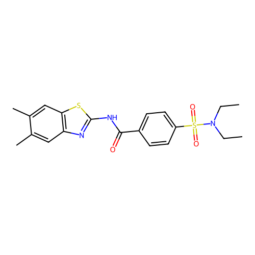 4-(diethylsulfamoyl)-N-(5,6-dimethyl-1,3-benzothiazol-2-yl)benzamide structure