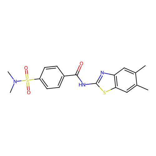 N-(5,6-dimethyl-1,3-benzothiazol-2-yl)-4-(dimethylsulfamoyl)benzamide structure