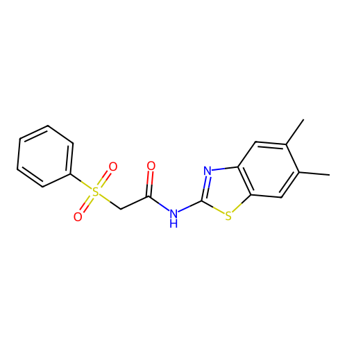 2-(benzenesulfonyl)-N-(5,6-dimethyl-1,3-benzothiazol-2-yl)acetamide structure