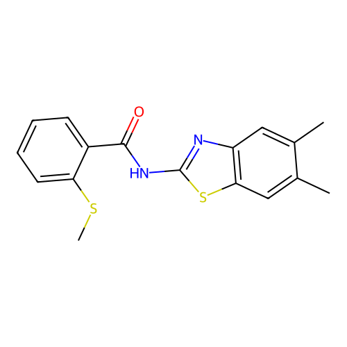 N-(5,6-dimethylbenzo[d]thiazol-2-yl)-2-(methylthio)benzamide structure