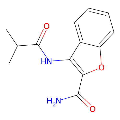 3-Isobutyramidobenzofuran-2-carboxamide structure