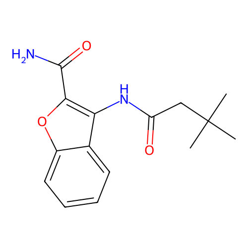 3-(3,3-Dimethylbutanamido)benzofuran-2-carboxamide structure