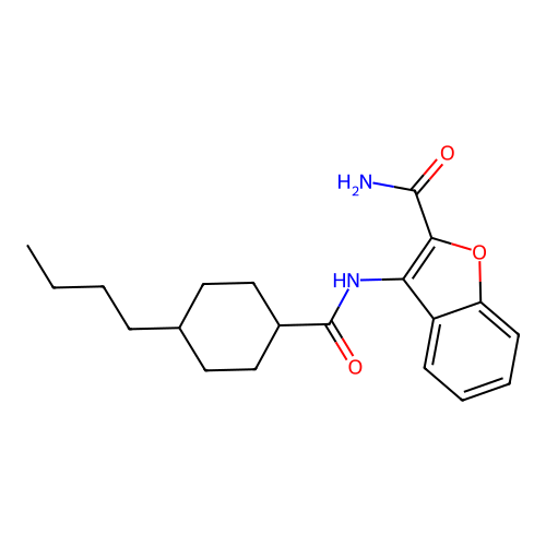 3-(4-Butylcyclohexanecarboxamido)benzofuran-2-carboxamide structure