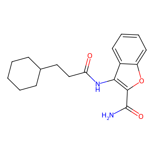 3-(3-Cyclohexylpropanamido)benzofuran-2-carboxamide structure