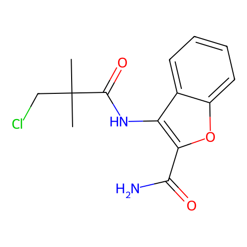 3-(3-Chloro-2,2-dimethylpropanamido)benzofuran-2-carboxamide structure