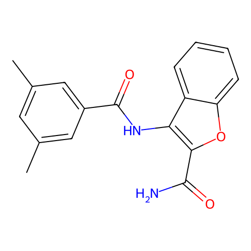 3-(3,5-Dimethylbenzamido)benzofuran-2-carboxamide structure