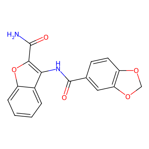 N-(2-carbamoylbenzofuran-3-yl)benzo[d][1,3]dioxole-5-carboxamide structure