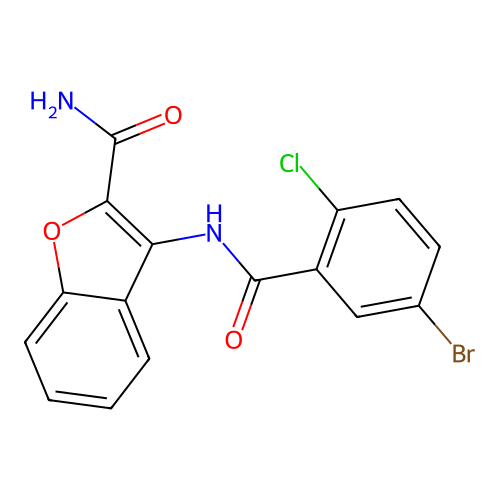 3-(5-Bromo-2-chlorobenzamido)benzofuran-2-carboxamide structure
