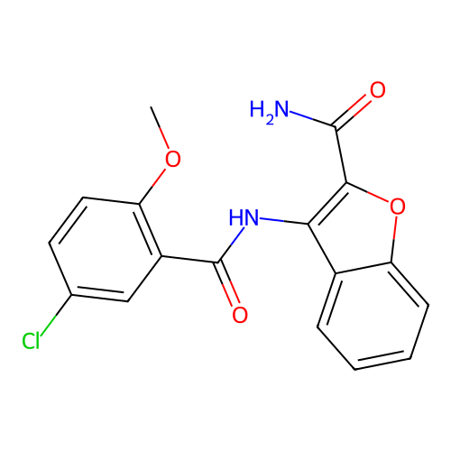 3-(5-Chloro-2-methoxybenzamido)benzofuran-2-carboxamide structure