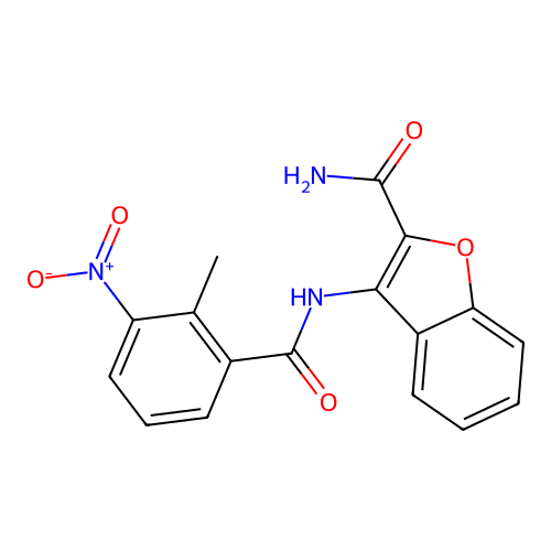 3-(2-Methyl-3-nitrobenzamido)benzofuran-2-carboxamide structure