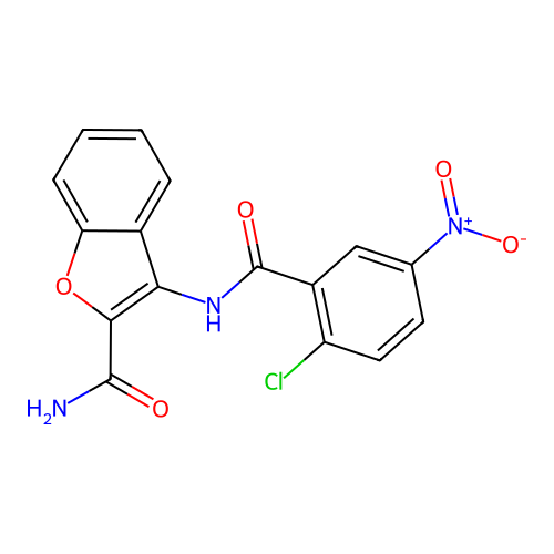 3-(2-Chloro-5-nitrobenzamido)benzofuran-2-carboxamide structure