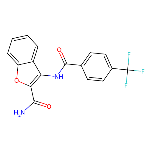 3-(4-(Trifluoromethyl)benzamido)benzofuran-2-carboxamide structure