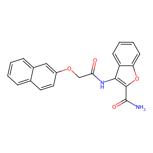 3-(2-(Naphthalen-2-yloxy)acetamido)benzofuran-2-carboxamide structure