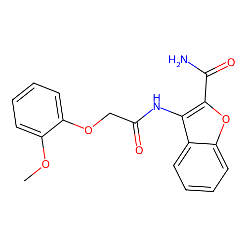 3-[2-(2-Methoxyphenoxy)acetamido]-1-benzofuran-2-carboxamide structure
