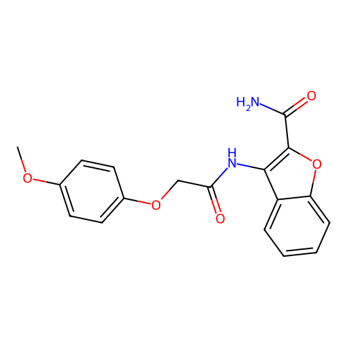 3-[2-(4-Methoxyphenoxy)acetamido]-1-benzofuran-2-carboxamide structure