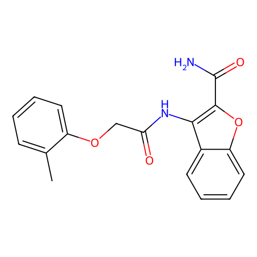 3-(2-(o-Tolyloxy)acetamido)benzofuran-2-carboxamide structure