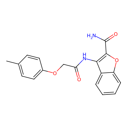 3-(2-(p-Tolyloxy)acetamido)benzofuran-2-carboxamide structure