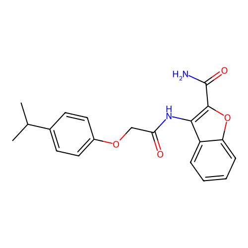 3-(2-(4-Isopropylphenoxy)acetamido)benzofuran-2-carboxamide structure
