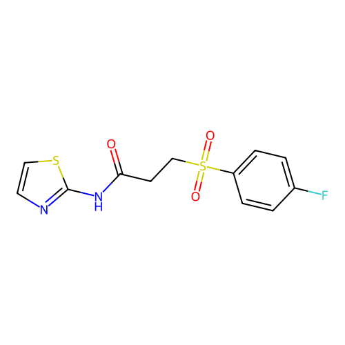 3-((4-fluorophenyl)sulfonyl)-N-(thiazol-2-yl)propanamide structure