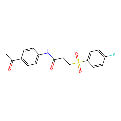 N-(4-acetylphenyl)-3-(4-fluorophenyl)sulfonylpropanamide structure
