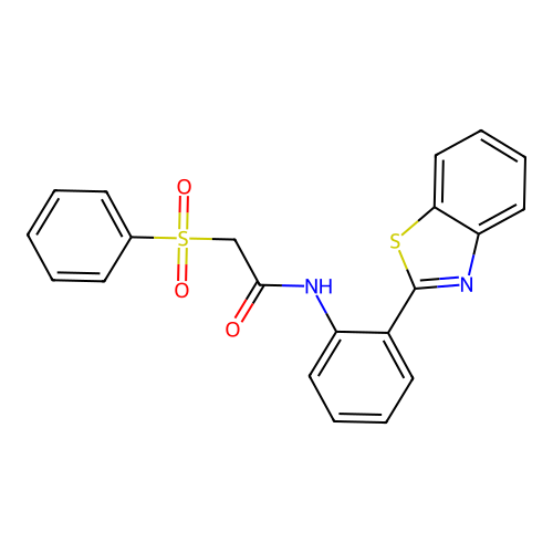 2-(benzenesulfonyl)-N-[2-(1,3-benzothiazol-2-yl)phenyl]acetamide structure
