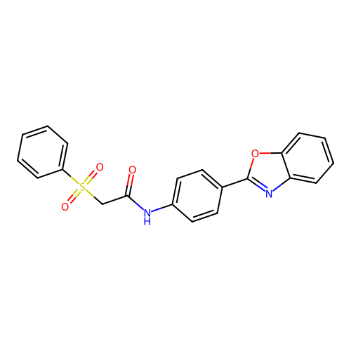2-(benzenesulfonyl)-N-[4-(1,3-benzoxazol-2-yl)phenyl]acetamide structure
