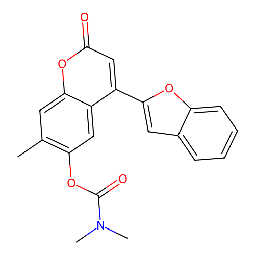 4-(1-benzofuran-2-yl)-7-methyl-2-oxo-2H-chromen-6-yl dimethylcarbamate structure
