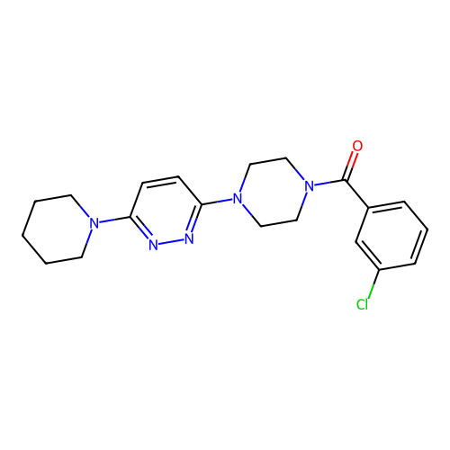 (3-Chlorophenyl)(4-(6-(piperidin-1-yl)pyridazin-3-yl)piperazin-1-yl)methanone structure