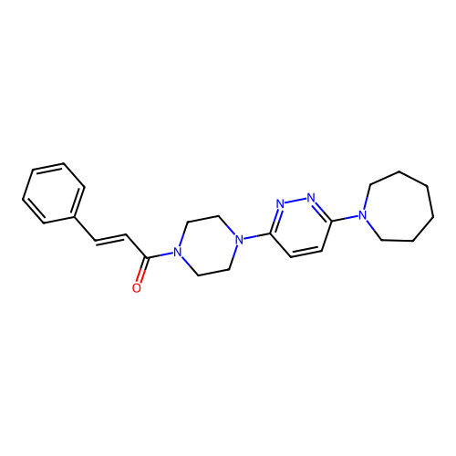 (E)-1-(4-(6-(azepan-1-yl)pyridazin-3-yl)piperazin-1-yl)-3-phenylprop-2-en-1-one structure