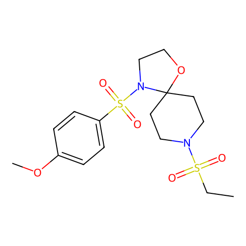 8-Ethylsulfonyl-4-(4-methoxyphenyl)sulfonyl-1-oxa-4,8-diazaspiro[4.5]decane structure
