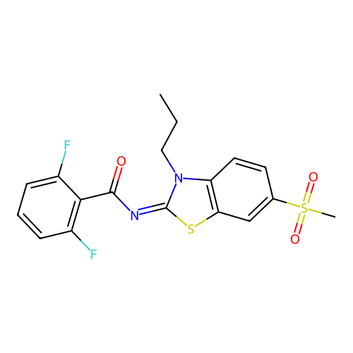 2,6-difluoro-N-(6-methylsulfonyl-3-propyl-1,3-benzothiazol-2-ylidene)benzamide structure
