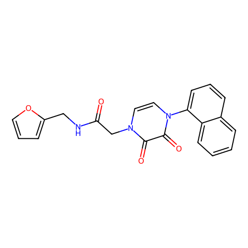 N-(furan-2-ylmethyl)-2-(4-naphthalen-1-yl-2,3-dioxopyrazin-1-yl)acetamide structure
