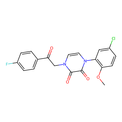 1-(5-Chloro-2-methoxyphenyl)-4-[2-(4-fluorophenyl)-2-oxoethyl]pyrazine-2,3-dione structure