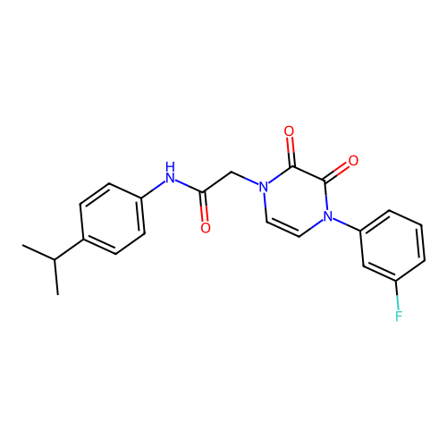 2-[4-(3-fluorophenyl)-2,3-dioxopyrazin-1-yl]-N-(4-propan-2-ylphenyl)acetamide structure