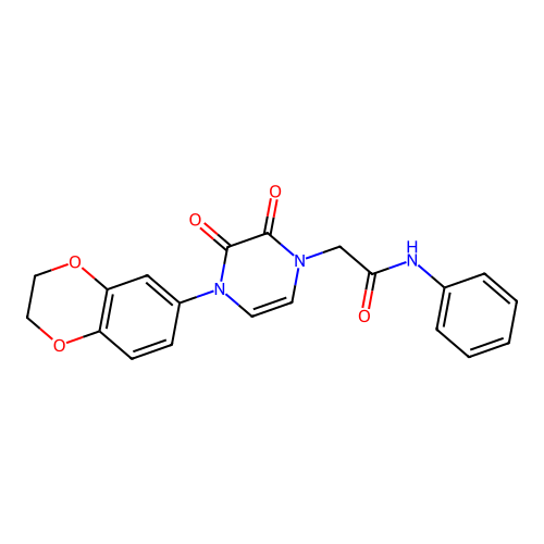 2-[4-(2,3-dihydro-1,4-benzodioxin-6-yl)-2,3-dioxopyrazin-1-yl]-N-phenylacetamide structure