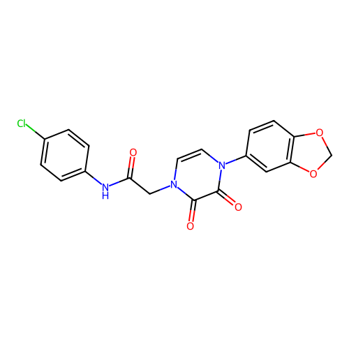 2-[4-(1,3-benzodioxol-5-yl)-2,3-dioxopyrazin-1-yl]-N-(4-chlorophenyl)acetamide structure