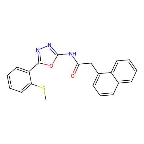 N-[5-(2-methylsulfanylphenyl)-1,3,4-oxadiazol-2-yl]-2-naphthalen-1-ylacetamide structure