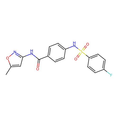 4-[(4-fluorophenyl)sulfonylamino]-N-(5-methyl-1,2-oxazol-3-yl)benzamide structure