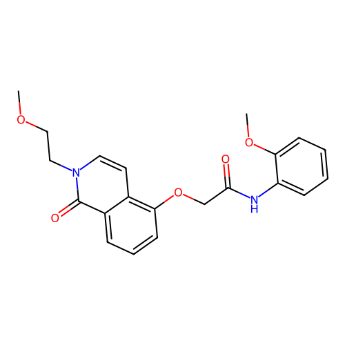 2-{[2-(2-methoxyethyl)-1-oxo-1,2-dihydroisoquinolin-5-yl]oxy}-N-(2-methoxyphenyl)acetamide structure