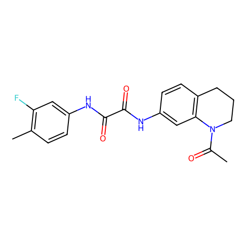 N-(1-acetyl-3,4-dihydro-2H-quinolin-7-yl)-N'-(3-fluoro-4-methylphenyl)oxamide structure